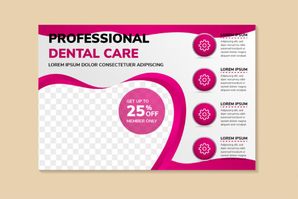 Dental Care Pink Horizontal Flyer: Graphics & Print Templates