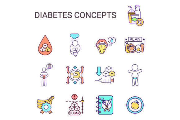 Diabetes RGB Icons: Graphics for Health Blogs