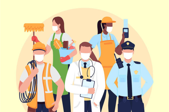 Essentials Workers Flat Illustration: Graphics & Illustrations