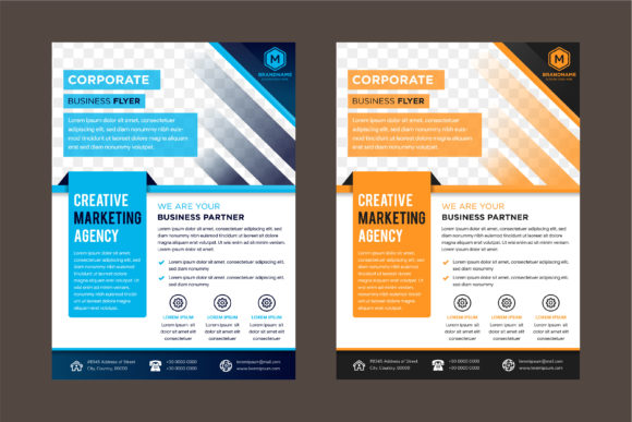 Gold Blue Vertical Flyer: Graphics & Print Templates