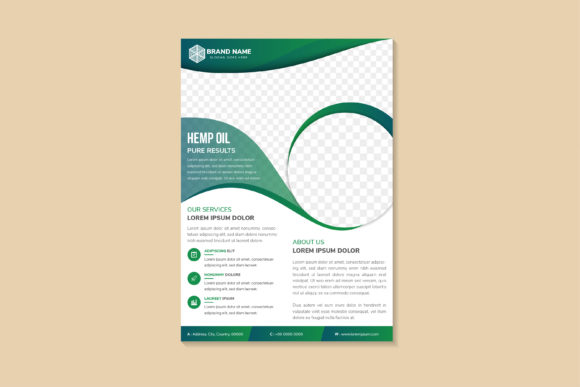 Hemp Oil Vertical Flyer Green: Print Templates & Graphics