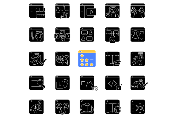 Online Platforms Glyph Icons Bundle: Graphics & Icons Review