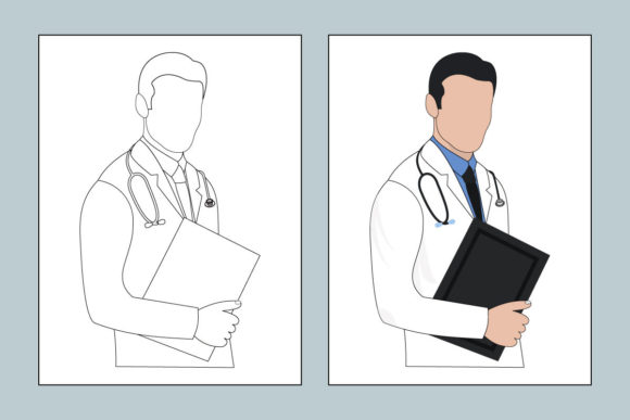 Review: Male Doctor Coloring Book Line Art for Stitching