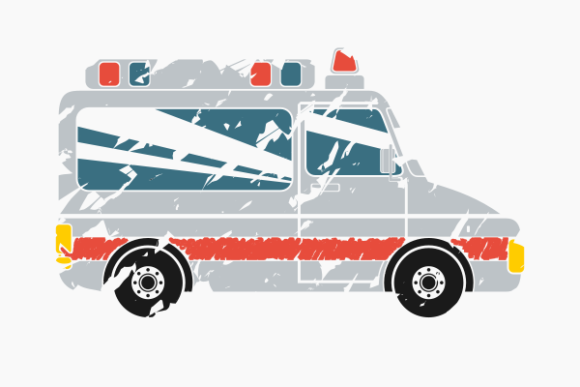 Side View Brush Strokes Ambulance Car Graphics